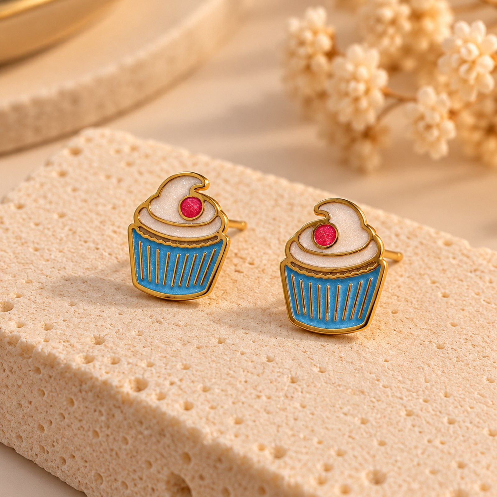 Aretes Cupcakes Lunares de Algodon