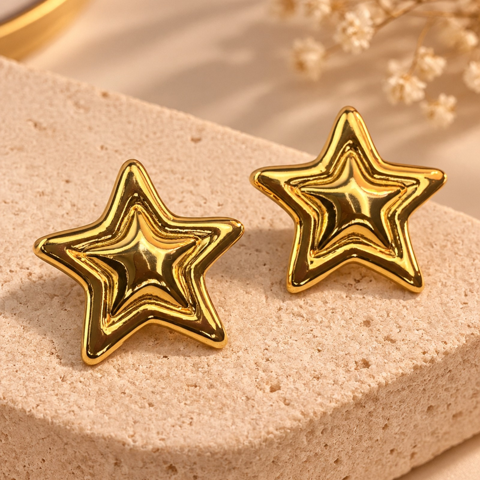Aretes Estrella Celestial ⭐🌙 Dorados