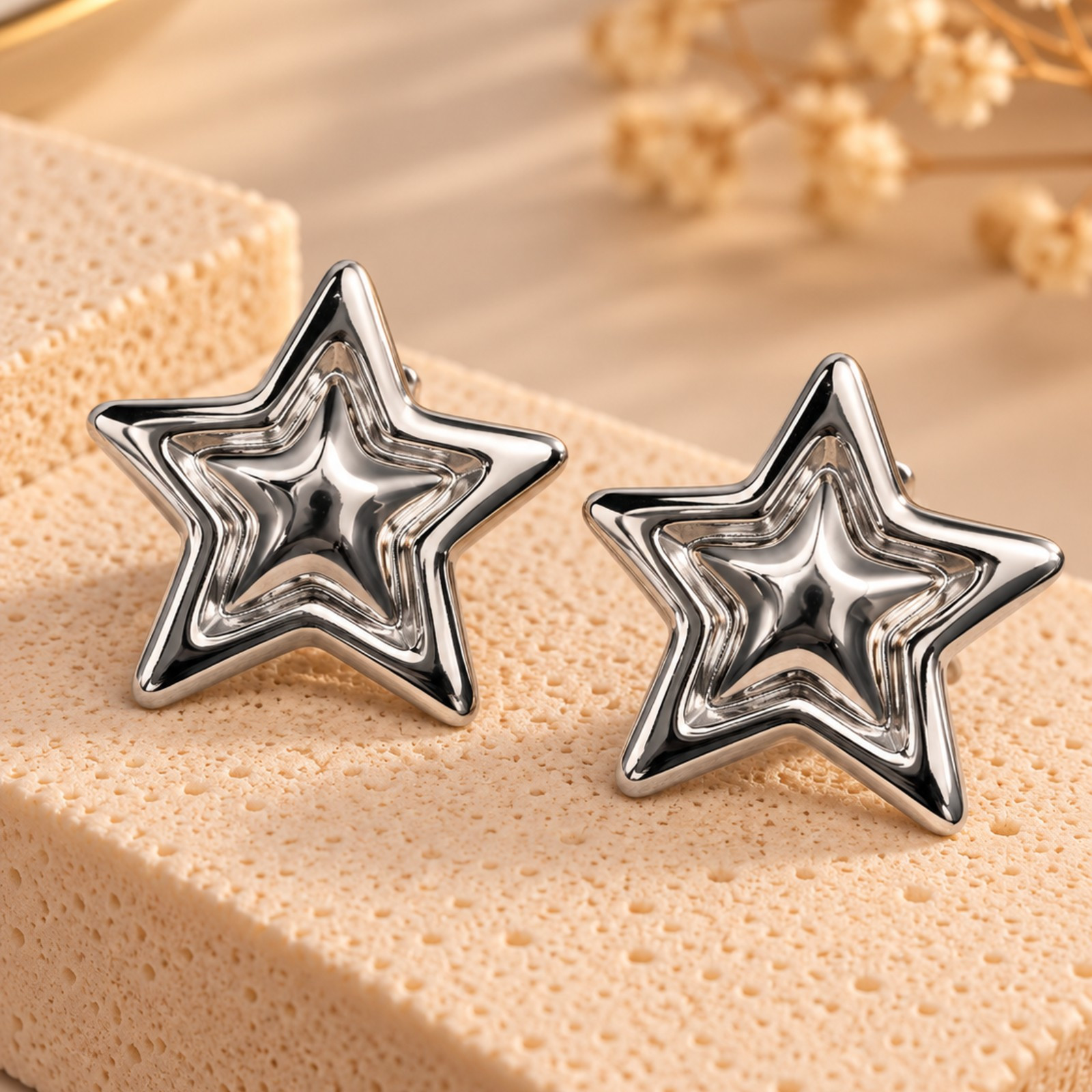 Aretes Estrella Celestial ⭐🌙 Plateados
