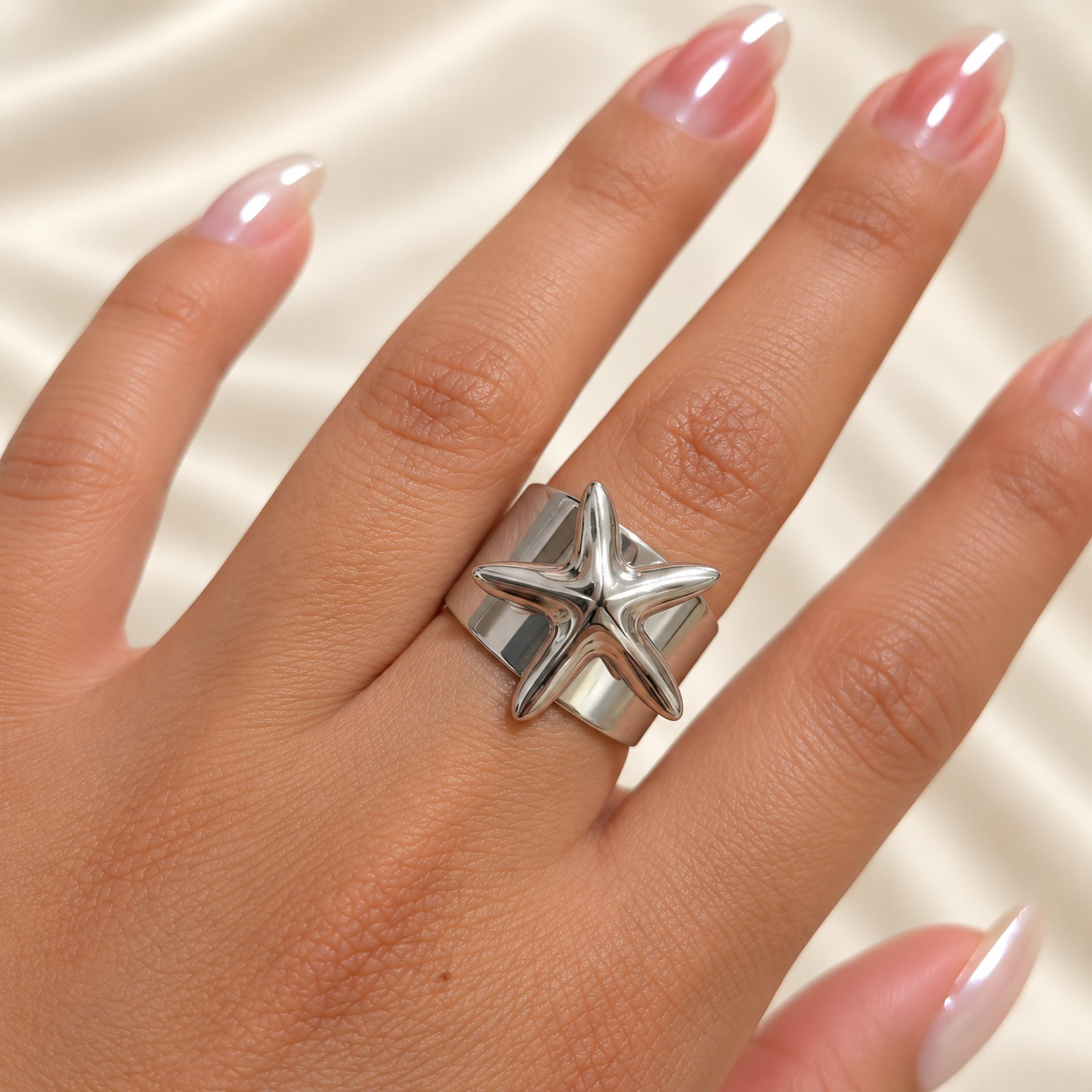 ⭐ Anillo Estrella de Mar — Plateado