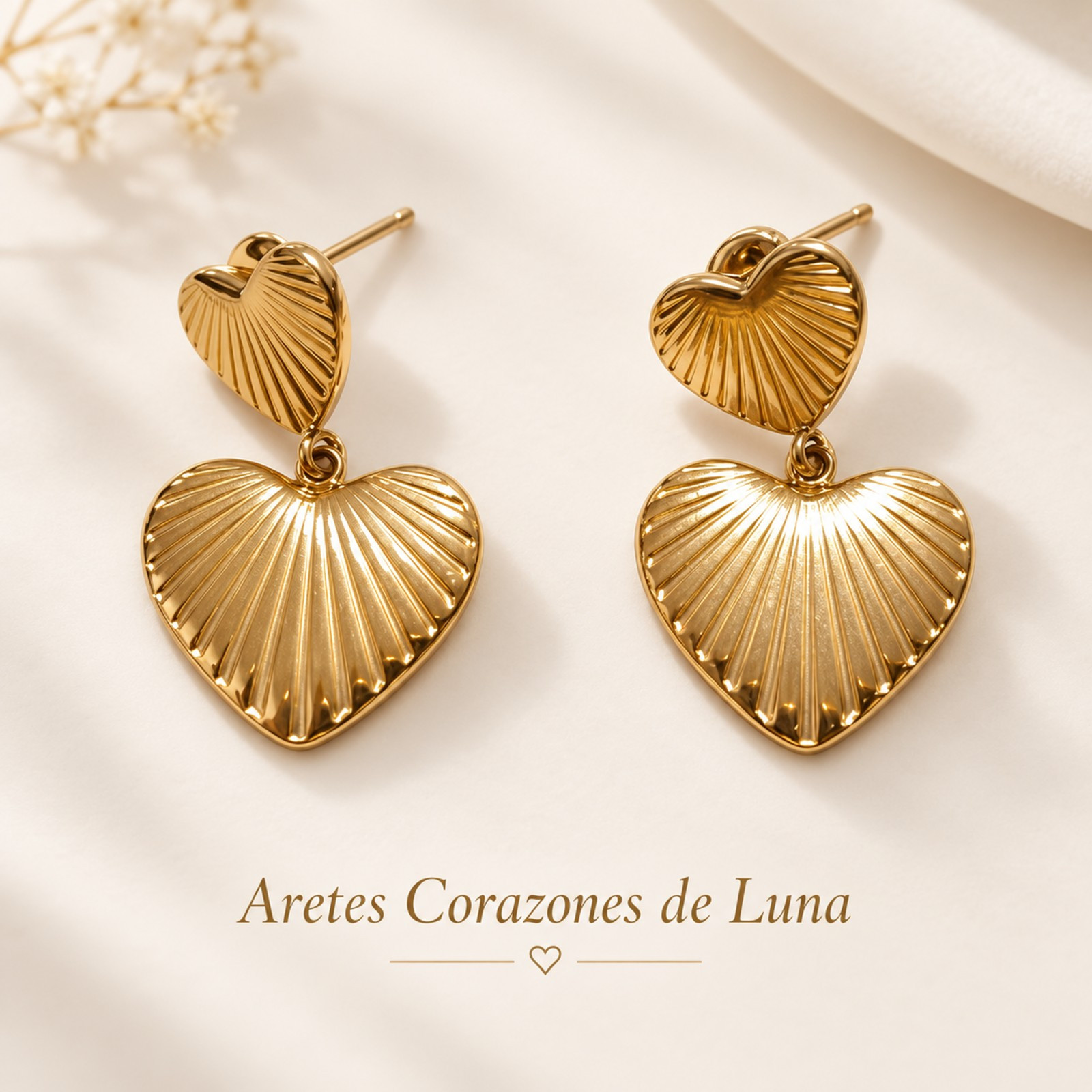 Aretes Doble Corazon Lunar